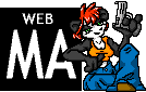 A black box with the words 'web MA', indicating that the site is intended for mature audiences. To the right, a cartoon panda with a gun leans on the box.